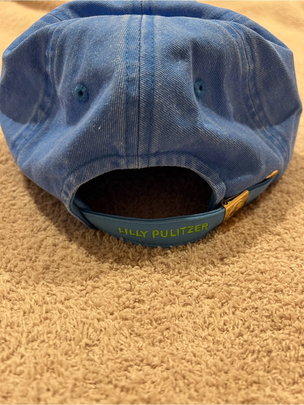 NWT! Lilly Pulitzer Blue Baseball Cap with Neon Green Embroidered Logo - Picture 2 of 5